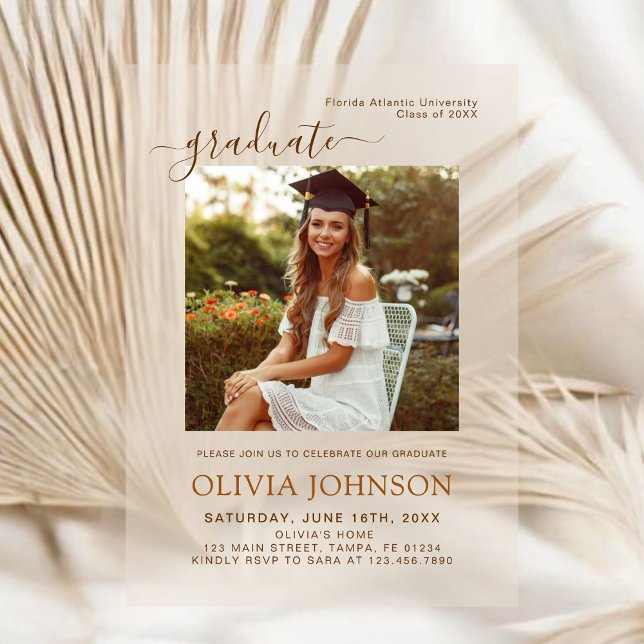 Minimalist Acrylic Graduation Photo Class of 2025 Invitations (Creator Uploaded)