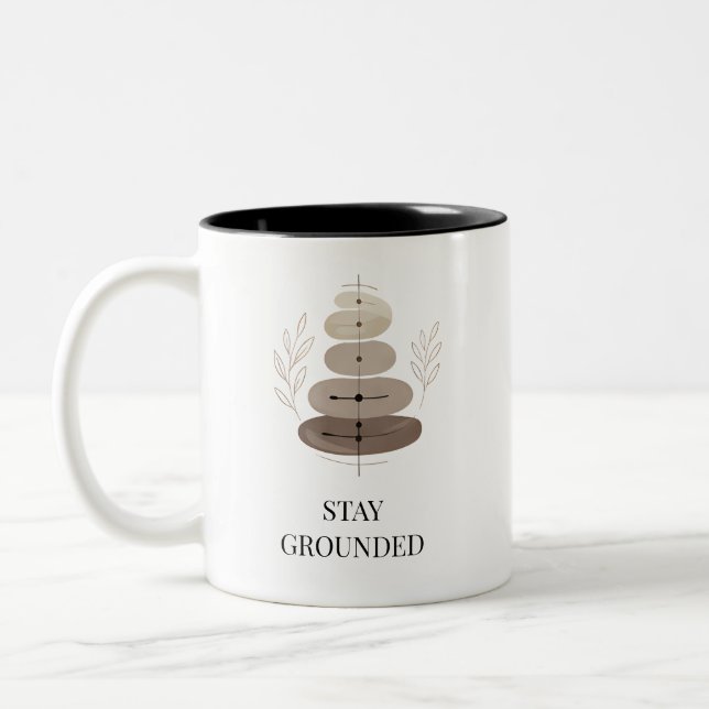 Minimalist Acupuncture Mug Stay Grounded coffee  (Left)