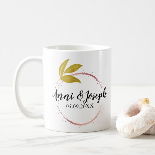 Minimalist Add Couple Name Date Rose Pink Wedding  Coffee Mug