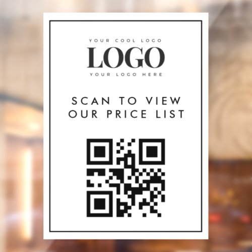 Minimalist Add Logo Qr Code Scan Price List Framed Window Cling