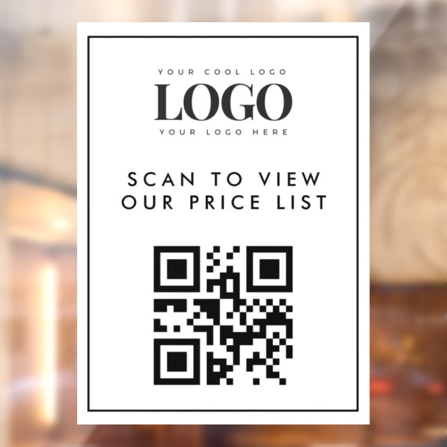 Minimalist Add Logo Qr Code Scan Price List Framed Window Cling (Sheet 2)