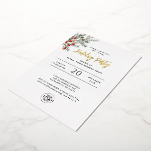 Minimalist Add Your Logo Christmas Branch Business Foil Invitation