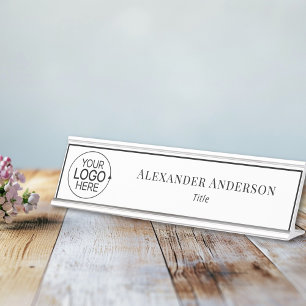 Minimalist Add Your Logo Minimal Typography Desk Name Plate
