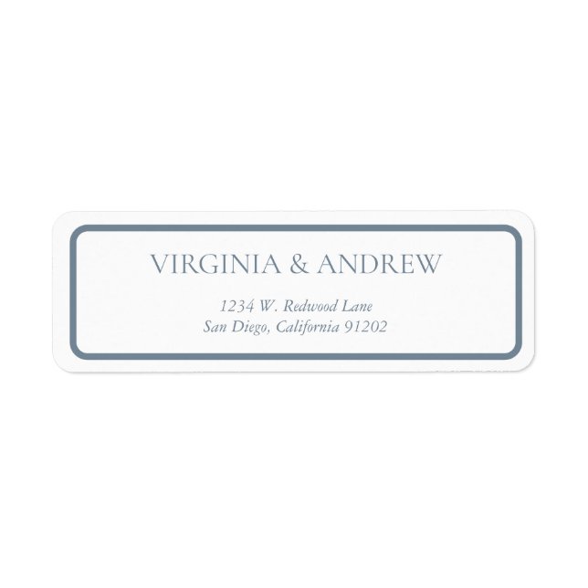 Minimalist address label with a blue outline (Front)