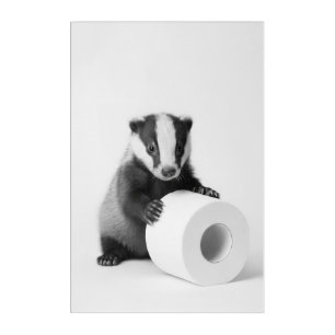 Minimalist Adorable Baby Badger Toilet Paper Art