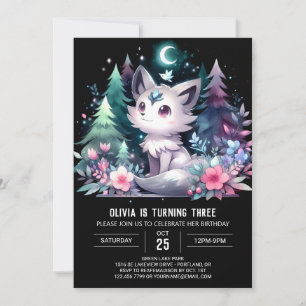 Minimalist Adorable Wolf Birthday Invitation