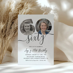 Minimalist Adult Birthday Party 60th Birthday Invitation