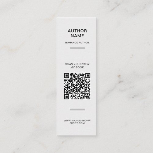 Minimalist Advance Reader Copy Author Bookmark Mini Business Card