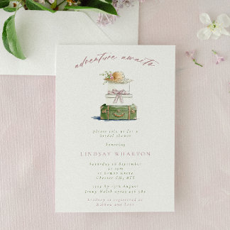 Minimalist Adventure Awaits Travel Bridal Shower Invitation