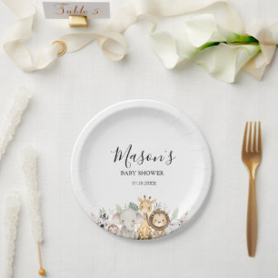 Minimalist Adventure Woodland Animals Baby Shower Paper Plates