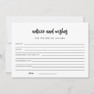 Minimalist Advice and Wishes for Bride and Groom Invitation