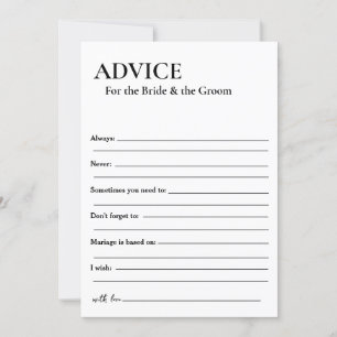 Minimalist advice for the bride and the groom invitation