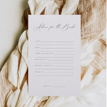 Minimalist Advice For The Bride Bridal Shower Game