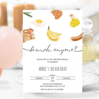 Minimalist Aesthetic Birthday Brunch Watercolor Invitation