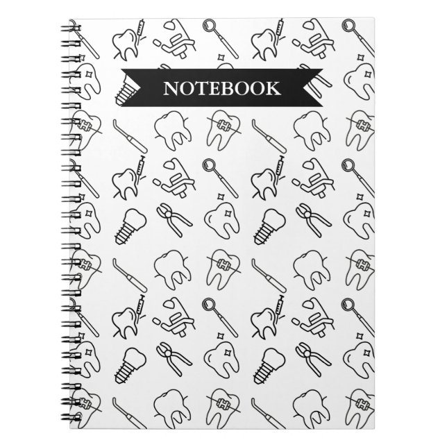 Minimalist Aesthetic Dental Icons Spiral Notebook (Front)
