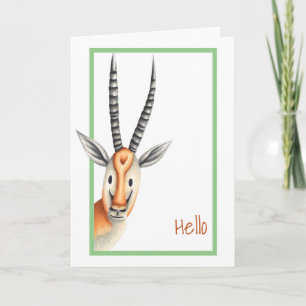 Minimalist African Antelope Personalized Hello Card