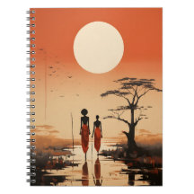 Minimalist African Art Elegant Black African Woman