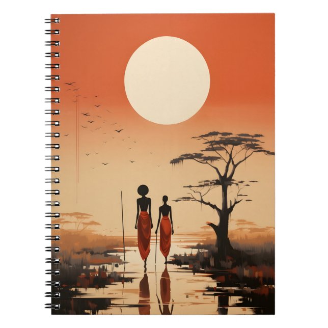 Minimalist African Art Elegant Black African Woman Notebook (Front)