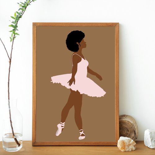 Minimalist afro black ballerina modern illustrate poster