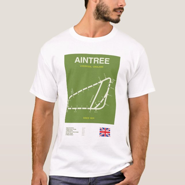 Minimalist Aintree Horse Racing Line Print Tee (Front)