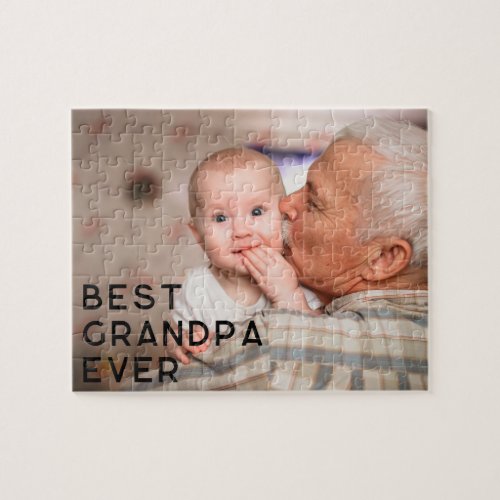 Minimalist All Caps Best Grandpa Ever Photo Jigsaw Puzzle