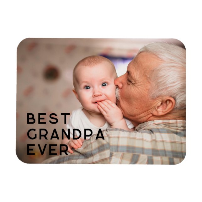 Minimalist All Caps Best Grandpa Ever Photo Magnet (Horizontal)