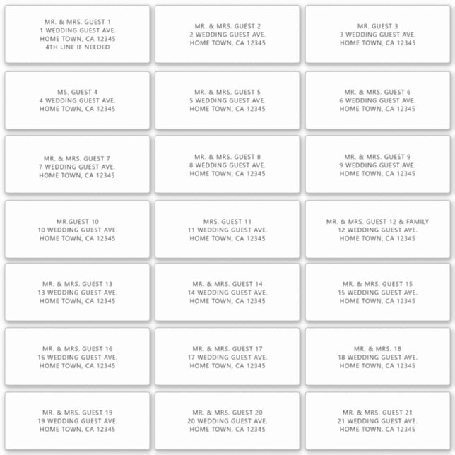 MINIMALIST ALL CAPS INDIVIDUAL ADDRESS LABELS (Front)