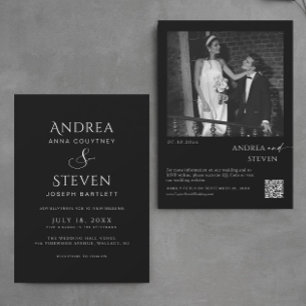 Minimalist All in One Black Wedding  Invitation