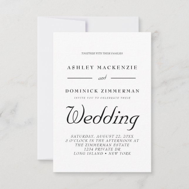 Minimalist All In One Modern Wedding Invitation (Front)