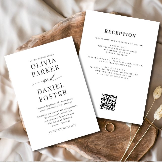 Minimalist All in One QR Code Elegant Wedding Invitation (Creator Uploaded)