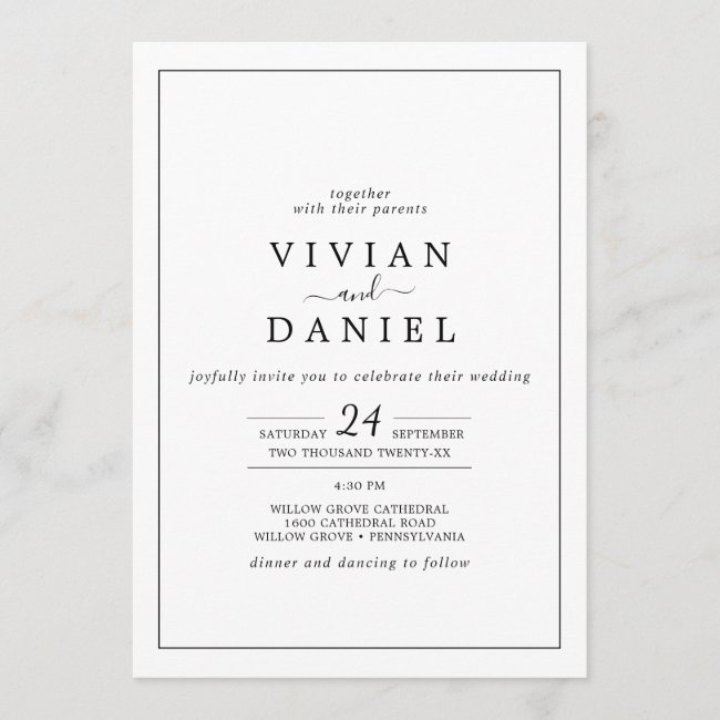 Minimalist All In One Wedding Invitation