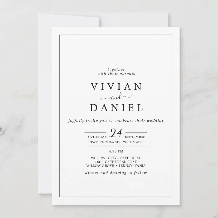 Minimalist All In One Wedding Invitation Zazzle Com