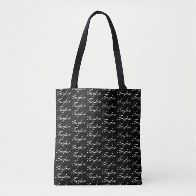 Minimalist All over Name Black Monogram  Tote Bag (Front)