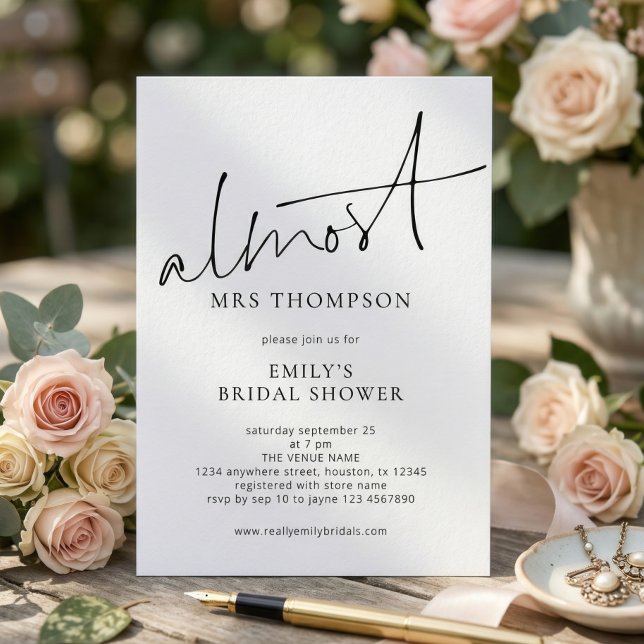 Minimalist Almost Mrs Bridal Shower Invitation (Creator Uploaded)