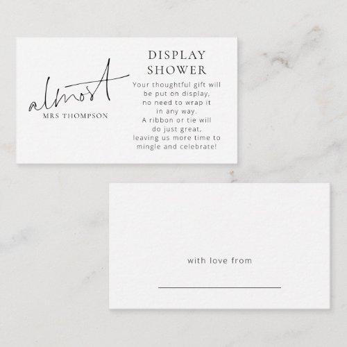 Minimalist Almost Mrs Display Shower Enclosure Card