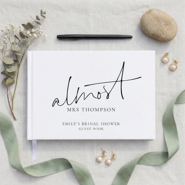 Minimalist Almost Mrs Script Bridal Shower Guest Book (Creator Uploaded)