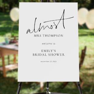 Minimalist Almost Mrs Welcome to Bridal Shower Foam Board