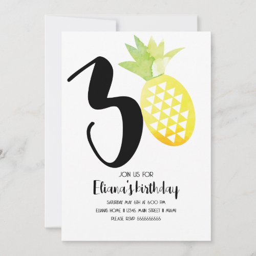 Minimalist Aloha Hawaii Luau 30th Birthday Party Invitation