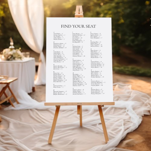 Minimalist Alphabetical Find Your Seat Wedding Foam Board