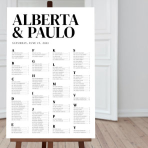 Minimalist Alphabetical Seating Chart Personalized