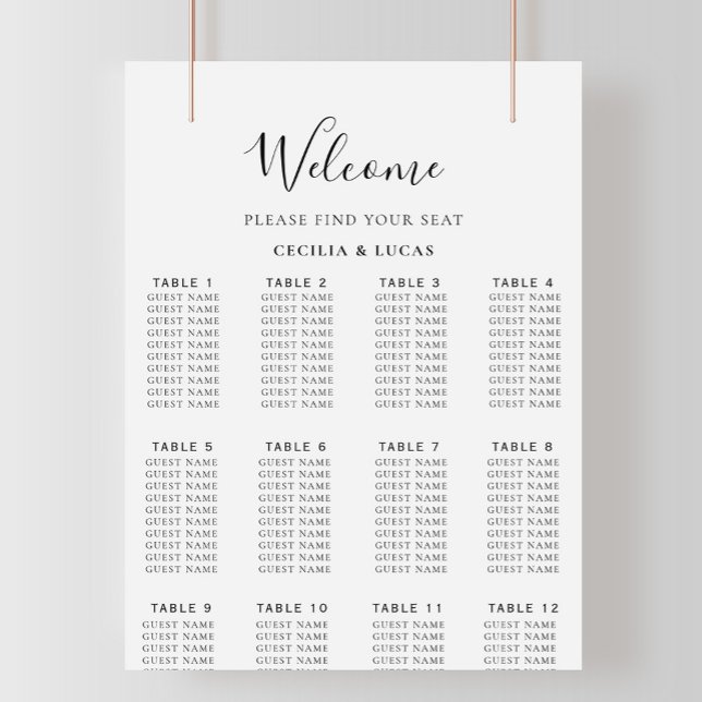 Minimalist  Alphabetical Wedding Seating Chart (Creator Uploaded)