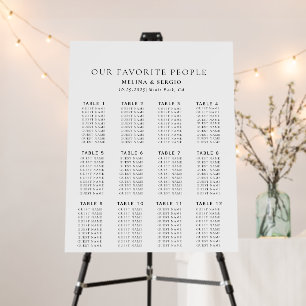 Minimalist Alphabetical Wedding Seating Chart Foam Board