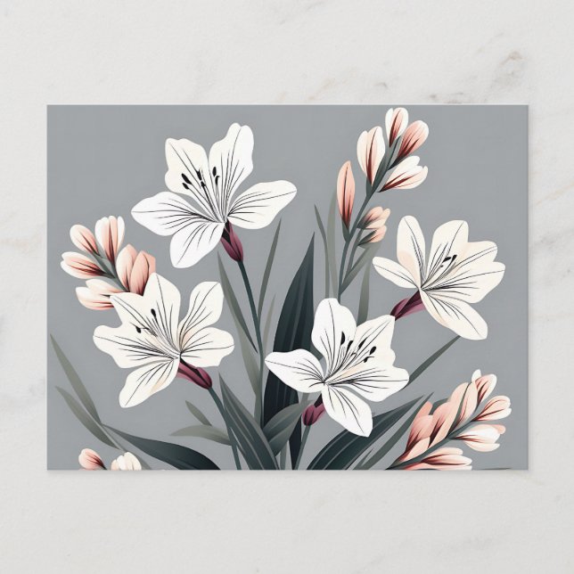Minimalist Alstroemeria Floral Postcard (Front)