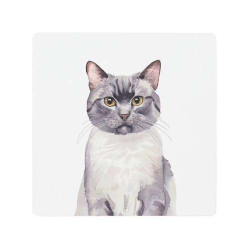 Minimalist American Short hair Cat Inspired Metal Print