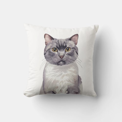 Minimalist American Short hair Cat Inspired Throw Pillow