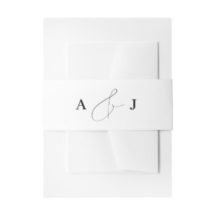 Minimalist Ampersand Monogram Wedding White Invitation Belly Band