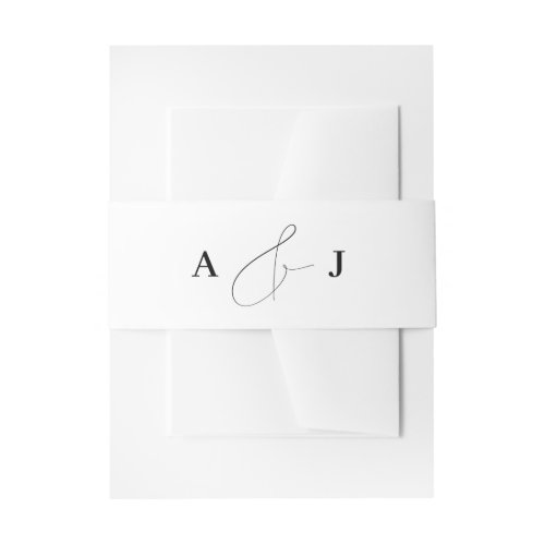 Minimalist Ampersand Monogram Wedding White Invitation Belly Band