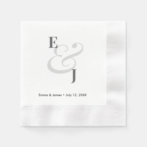 Minimalist Ampersand Wedding | Custom Cocktail Napkins