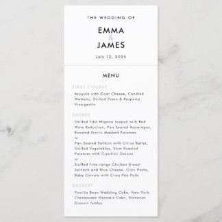 Minimalist Ampersand Wedding | Elegant Menu