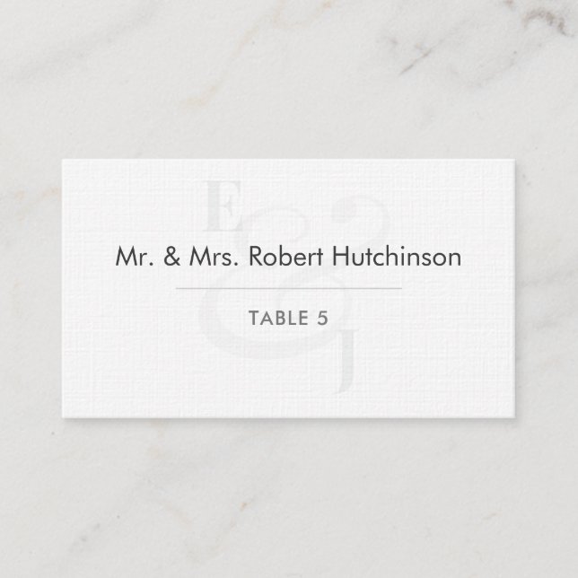 Minimalist Ampersand Wedding | Flat Table Seating Place Card (Front)